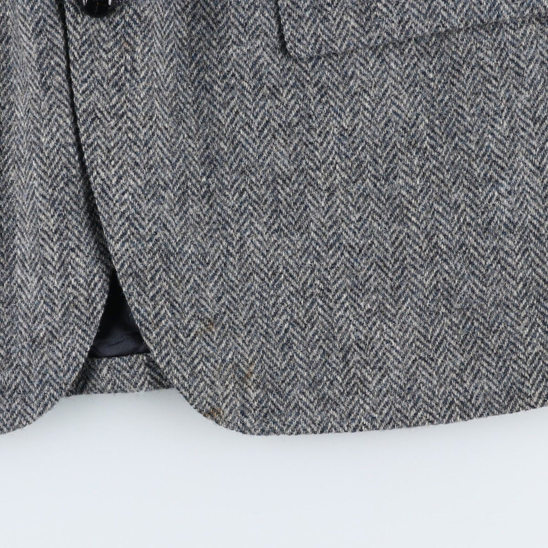 1980s-1990'S Stafford Harris Tweed Herringbone Wool Tailored Jacket, Made in USA, Men's Size Medium wool gray type Vintage Second Hand