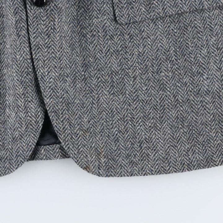 1980s-1990'S Stafford Harris Tweed Herringbone Wool Tailored Jacket, Made in USA, Men's Size Medium wool gray type Vintage Second Hand