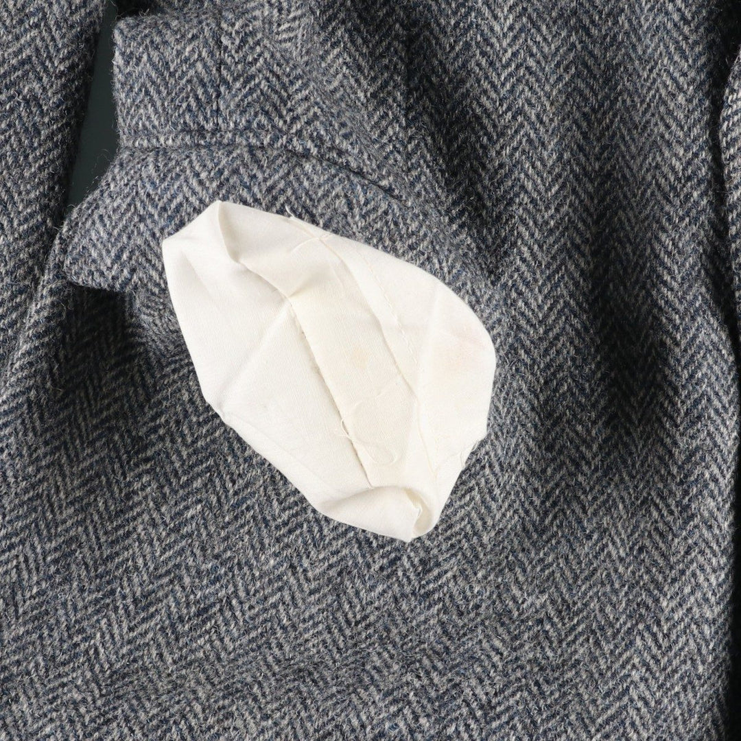 1980s-1990'S Stafford Harris Tweed Herringbone Wool Tailored Jacket, Made in USA, Men's Size Medium wool gray type Vintage Second Hand