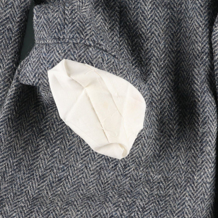 1980s-1990'S Stafford Harris Tweed Herringbone Wool Tailored Jacket, Made in USA, Men's Size Medium wool gray type Vintage Second Hand