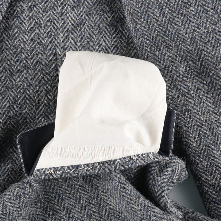 1980s-1990'S Stafford Harris Tweed Herringbone Wool Tailored Jacket, Made in USA, Men's Size Medium wool gray type Vintage Second Hand