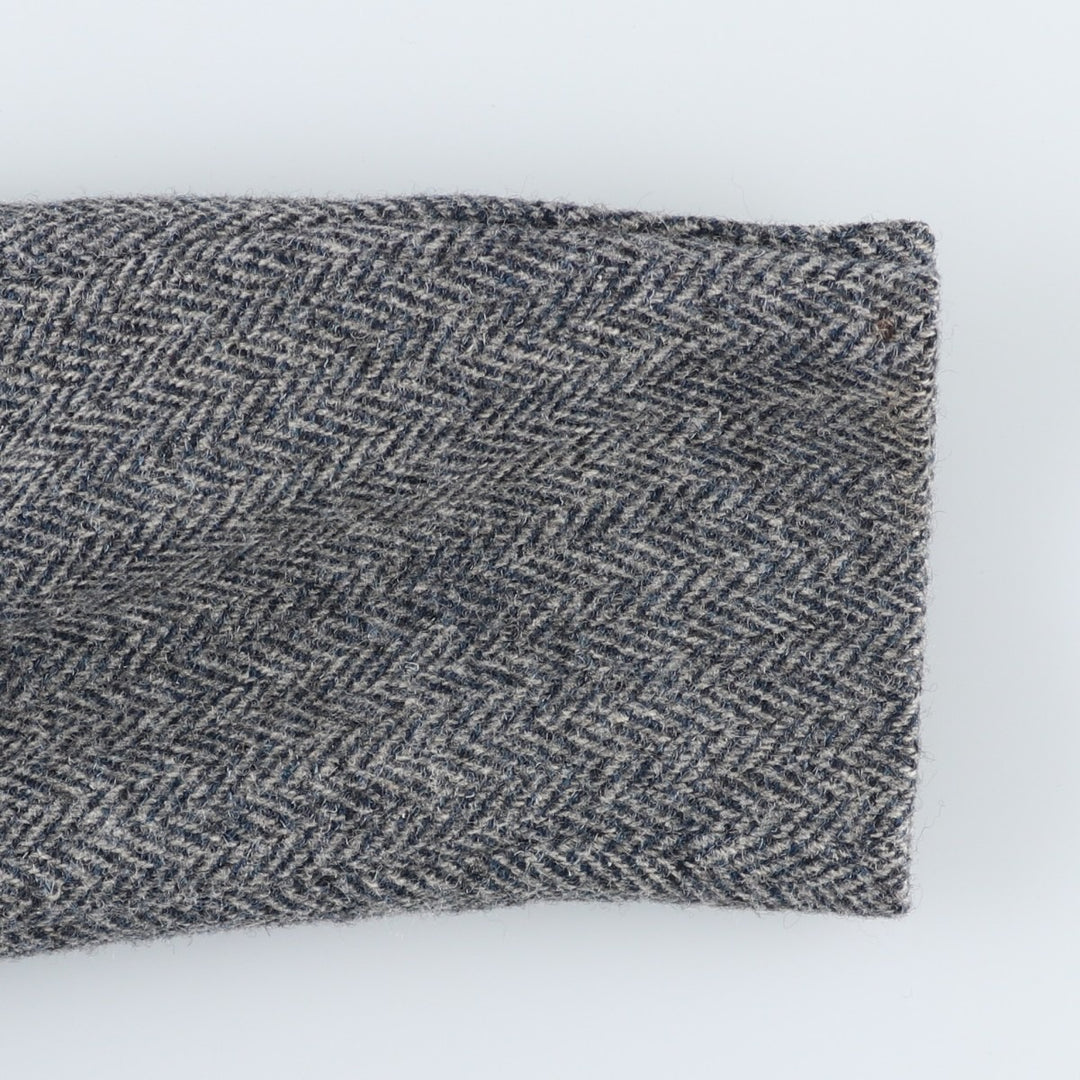 1980s-1990'S Stafford Harris Tweed Herringbone Wool Tailored Jacket, Made in USA, Men's Size Medium wool gray type Vintage Second Hand