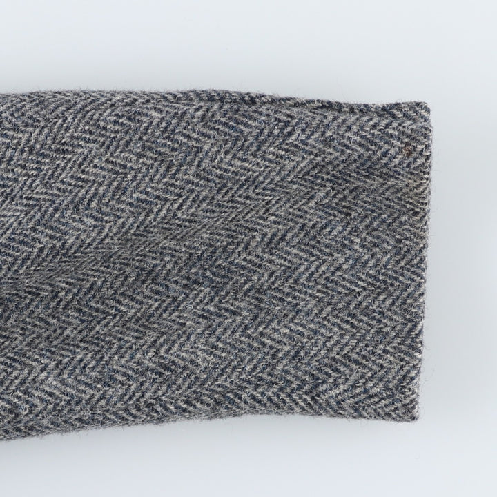 1980s-1990'S Stafford Harris Tweed Herringbone Wool Tailored Jacket, Made in USA, Men's Size Medium wool gray type Vintage Second Hand