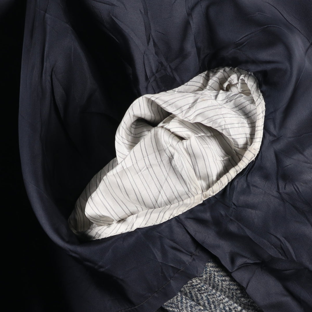 1980s-1990'S Stafford Harris Tweed Herringbone Wool Tailored Jacket, Made in USA, Men's Size Medium wool gray type Vintage Second Hand