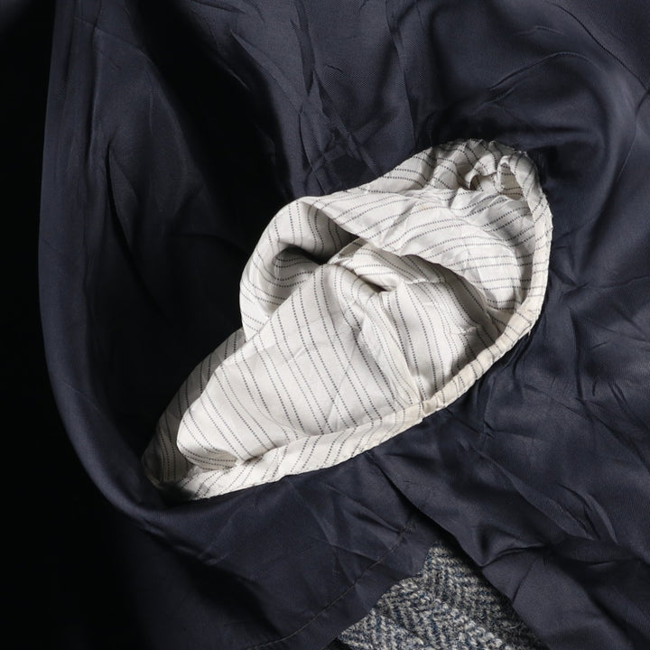 1980s-1990'S Stafford Harris Tweed Herringbone Wool Tailored Jacket, Made in USA, Men's Size Medium wool gray type Vintage Second Hand