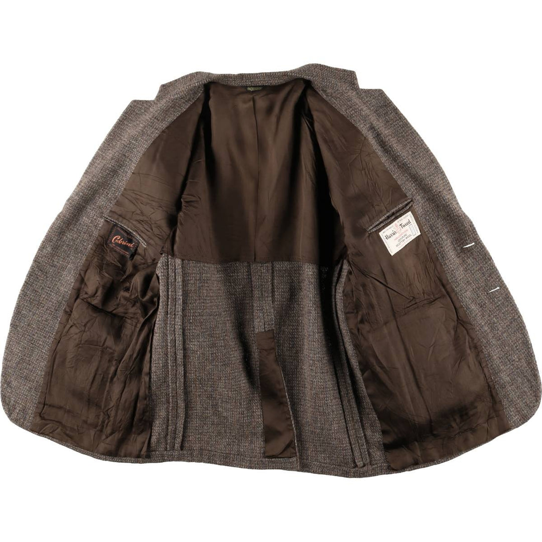 Vintage 1970s-1980'S Cabrini Harris Tweed wool tailored jacket, men's size L wool brown type Vintage Second Hand