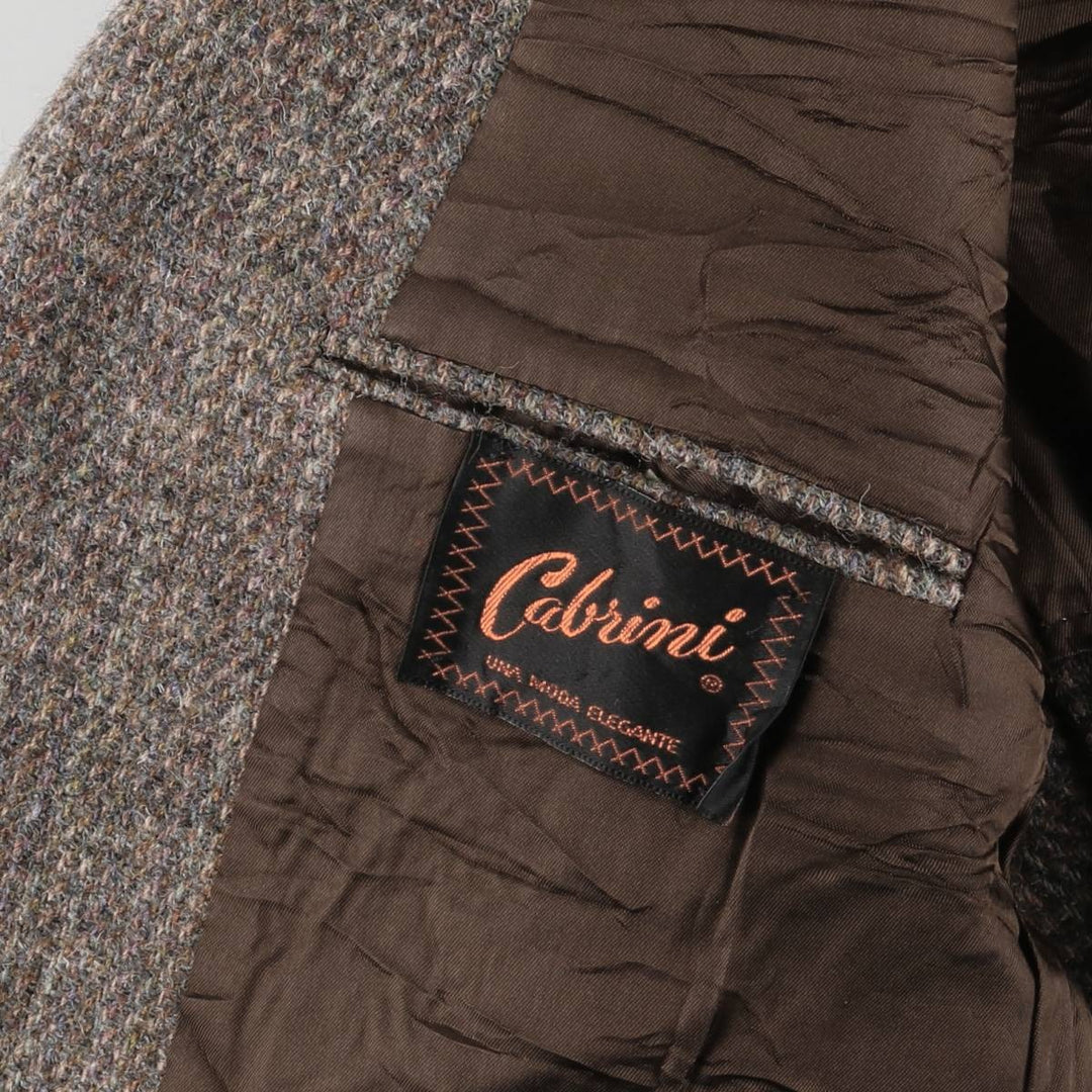 Vintage 1970s-1980'S Cabrini Harris Tweed wool tailored jacket, men's size L wool brown type Vintage Second Hand