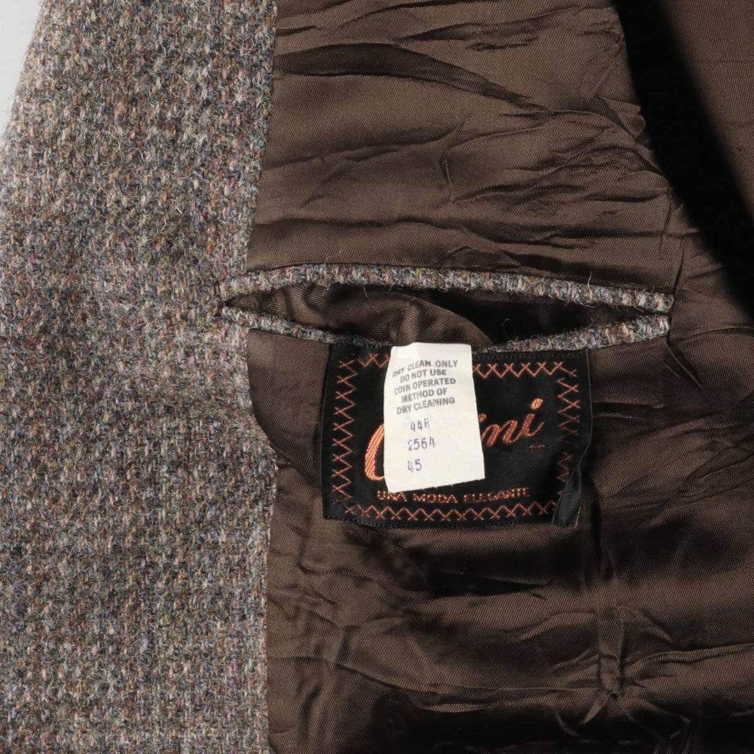 Vintage 1970s-1980'S Cabrini Harris Tweed wool tailored jacket, men's size L wool brown type Vintage Second Hand