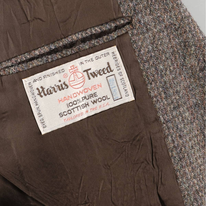 Vintage 1970s-1980'S Cabrini Harris Tweed wool tailored jacket, men's size L wool brown type Vintage Second Hand
