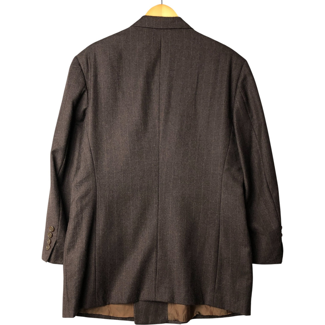 DONNA KARAN SIGNATURE Striped Pattern Double-Breasted Peak Lapel Tailored Jacket, Made in Italy, Men's Size Medium unclear brown type Vintage Second Hand