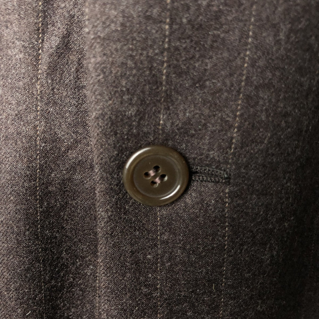 DONNA KARAN SIGNATURE Striped Pattern Double-Breasted Peak Lapel Tailored Jacket, Made in Italy, Men's Size Medium unclear brown type Vintage Second Hand