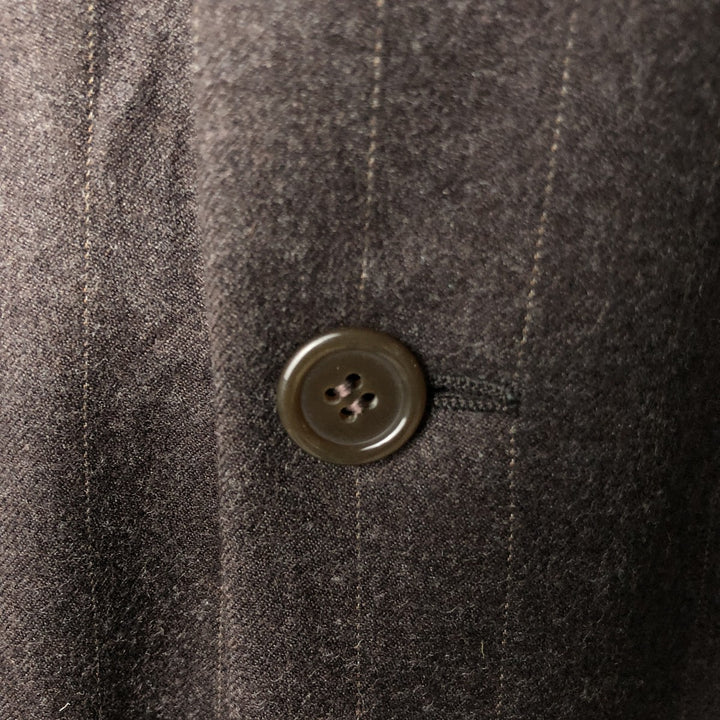 DONNA KARAN SIGNATURE Striped Pattern Double-Breasted Peak Lapel Tailored Jacket, Made in Italy, Men's Size Medium unclear brown type Vintage Second Hand