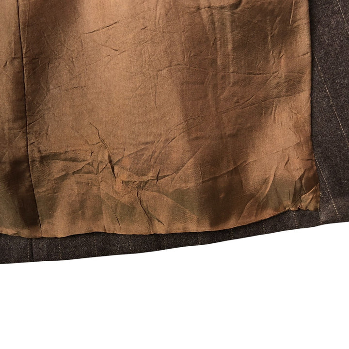 DONNA KARAN SIGNATURE Striped Pattern Double-Breasted Peak Lapel Tailored Jacket, Made in Italy, Men's Size Medium unclear brown type Vintage Second Hand