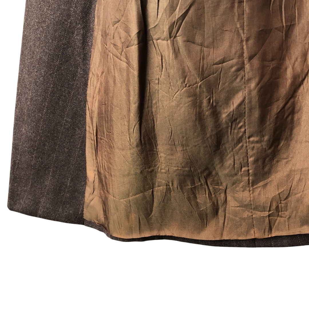 DONNA KARAN SIGNATURE Striped Pattern Double-Breasted Peak Lapel Tailored Jacket, Made in Italy, Men's Size Medium unclear brown type Vintage Second Hand