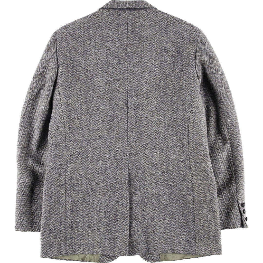 80s-90'S Adams Row Harris Tweed Herringbone Wool Tailored Jacket, Made in USA, Men's Size Medium wool gray type Vintage Second Hand