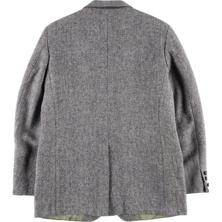 80s-90'S Adams Row Harris Tweed Herringbone Wool Tailored Jacket, Made in USA, Men's Size Medium wool gray type Vintage Second Hand