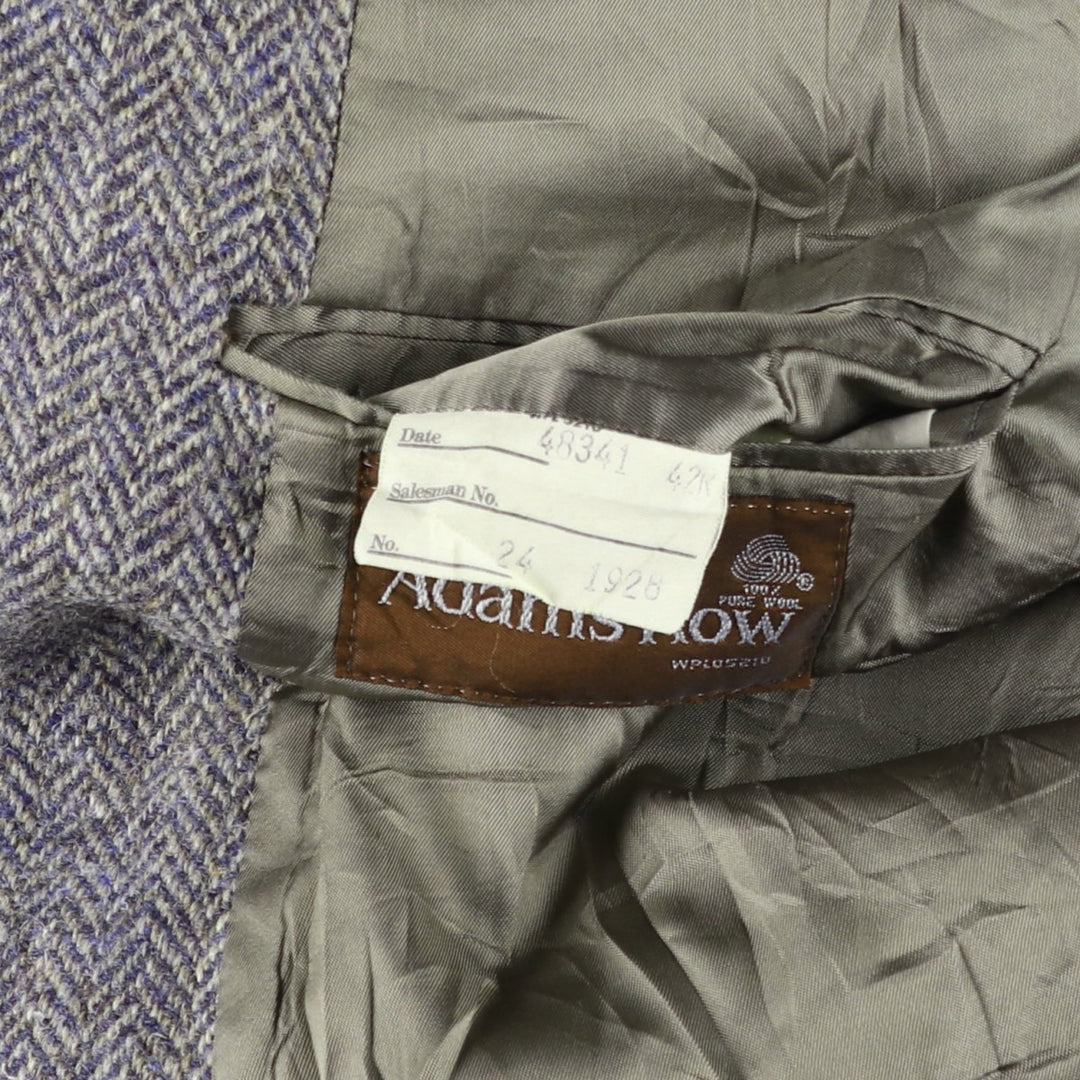 80s-90'S Adams Row Harris Tweed Herringbone Wool Tailored Jacket, Made in USA, Men's Size Medium wool gray type Vintage Second Hand