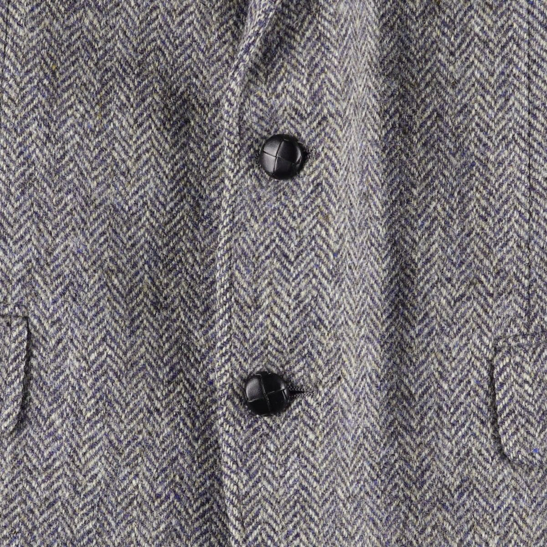 80s-90'S Adams Row Harris Tweed Herringbone Wool Tailored Jacket, Made in USA, Men's Size Medium wool gray type Vintage Second Hand