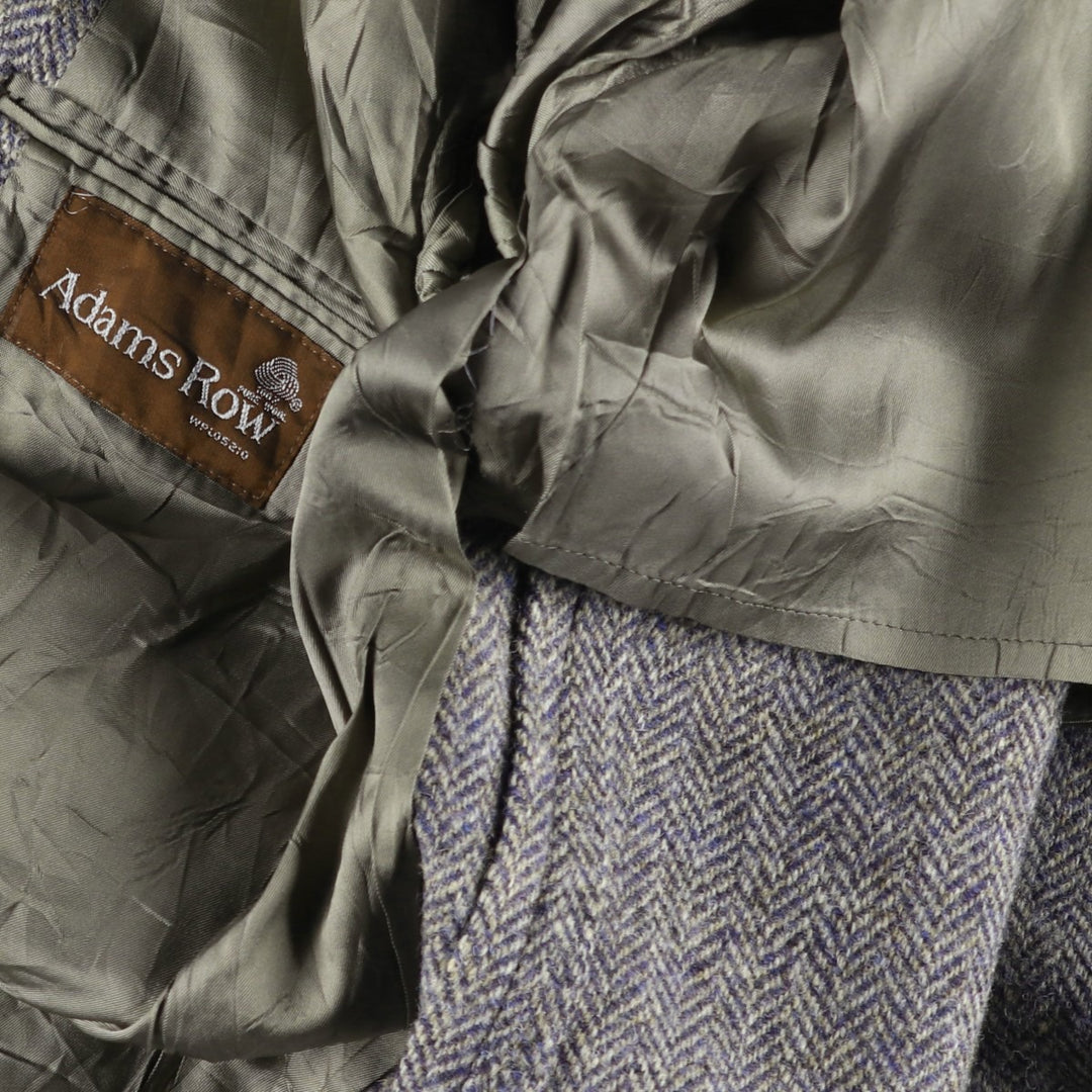 80s-90'S Adams Row Harris Tweed Herringbone Wool Tailored Jacket, Made in USA, Men's Size Medium wool gray type Vintage Second Hand