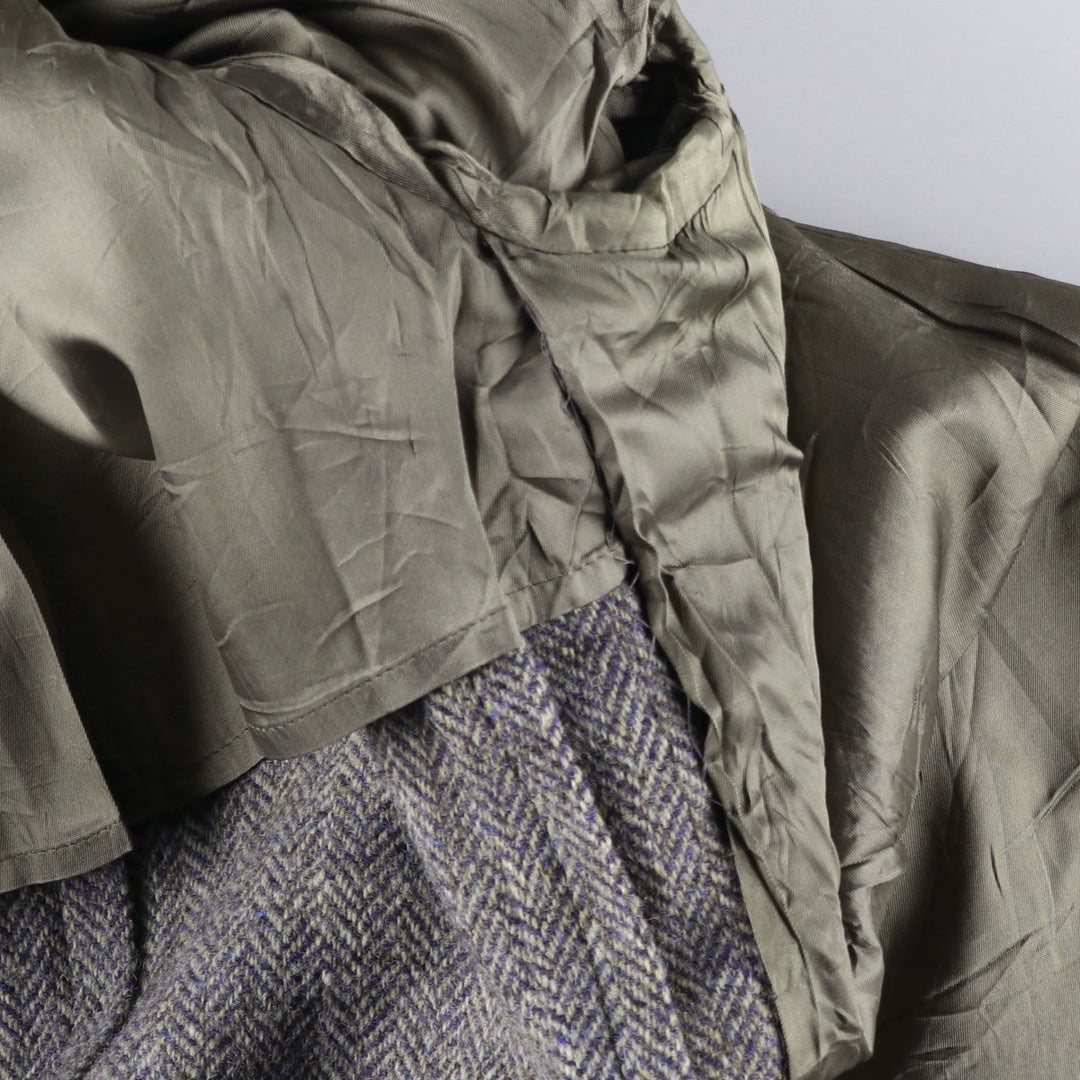 80s-90'S Adams Row Harris Tweed Herringbone Wool Tailored Jacket, Made in USA, Men's Size Medium wool gray type Vintage Second Hand