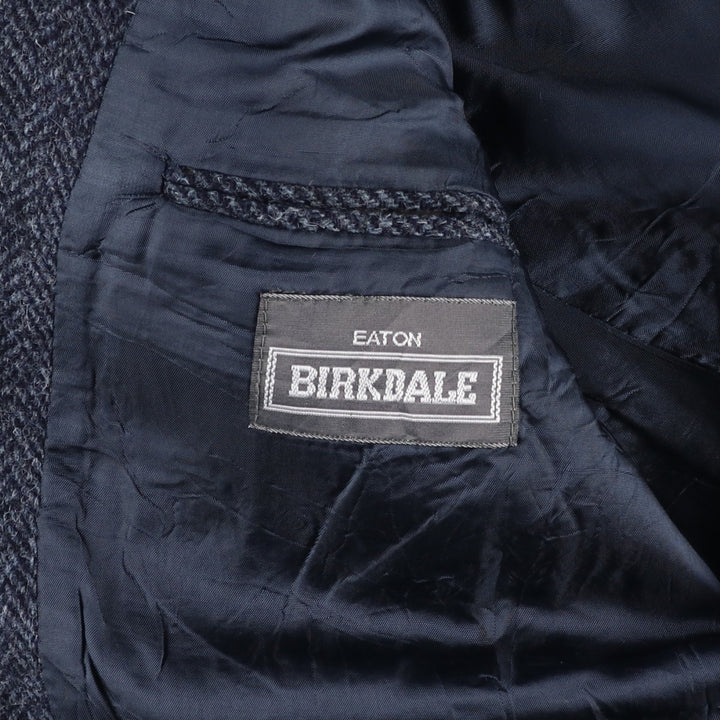 1990'S EATON BIRKDALE Harris Tweed Herringbone Wool Tailored Jacket, Made in Canada, Men's Size Medium wool navy blue type Vintage Second Hand
