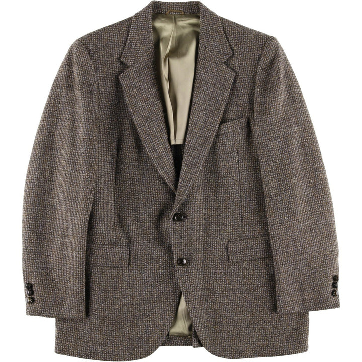 80s-90'S Stafford Harris Tweed wool tailored jacket, made in USA, men's size L wool brown type Vintage Second Hand