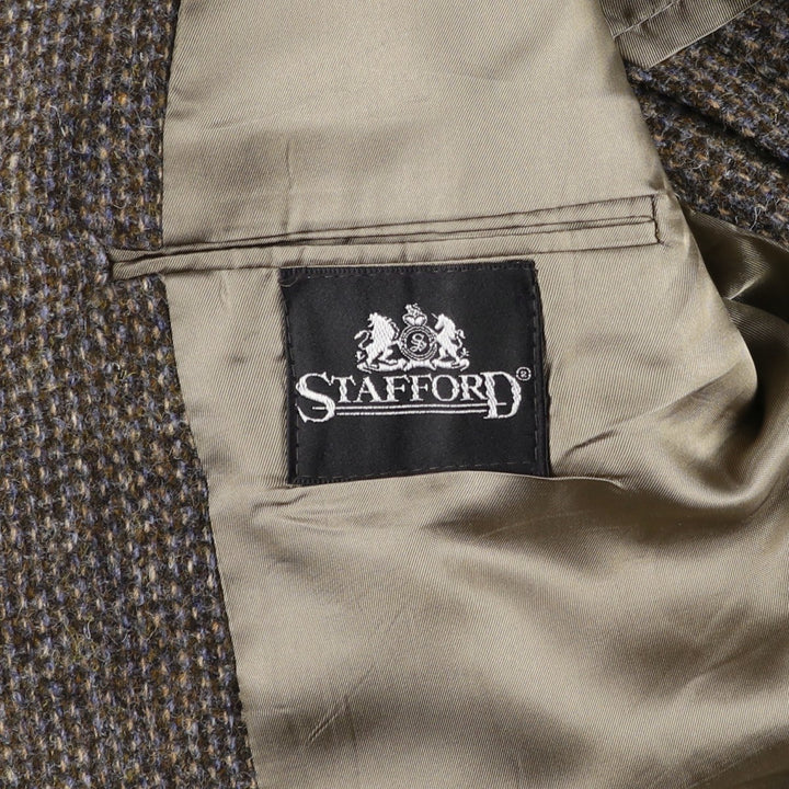 80s-90'S Stafford Harris Tweed wool tailored jacket, made in USA, men's size L wool brown type Vintage Second Hand