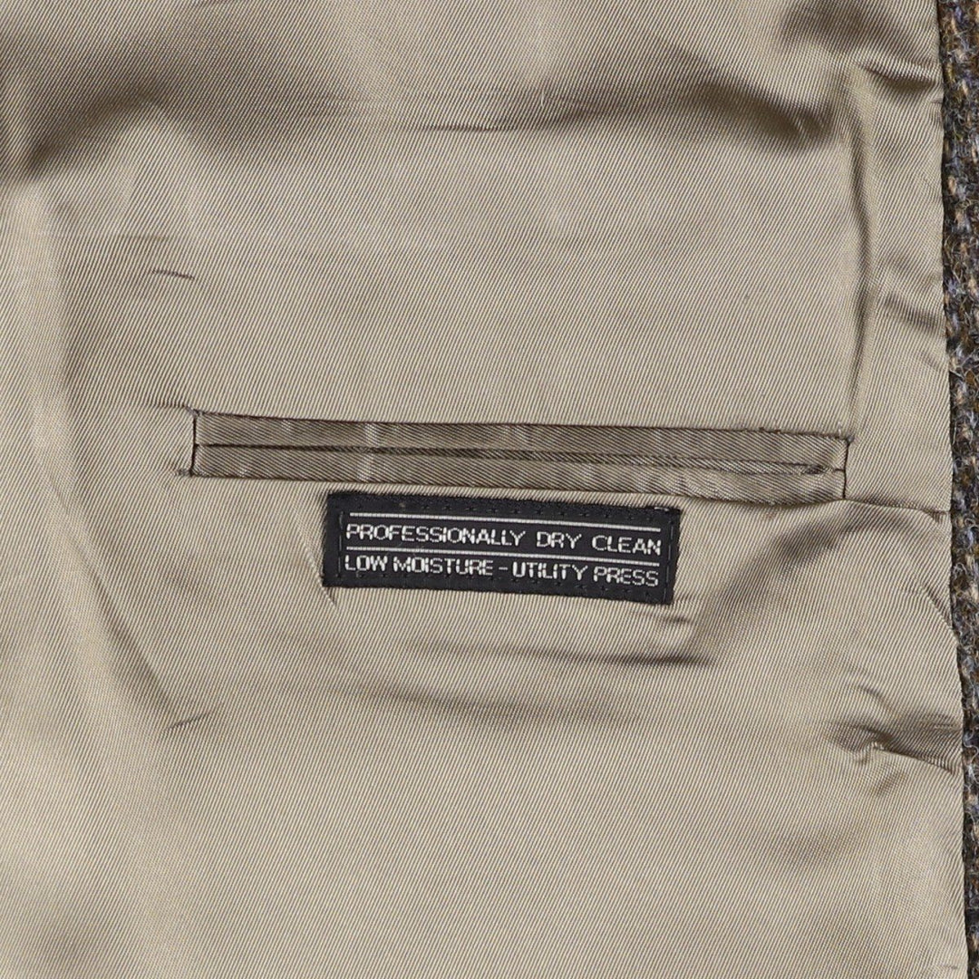 80s-90'S Stafford Harris Tweed wool tailored jacket, made in USA, men's size L wool brown type Vintage Second Hand