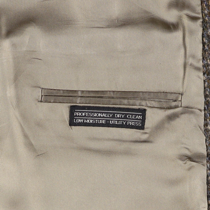 80s-90'S Stafford Harris Tweed wool tailored jacket, made in USA, men's size L wool brown type Vintage Second Hand