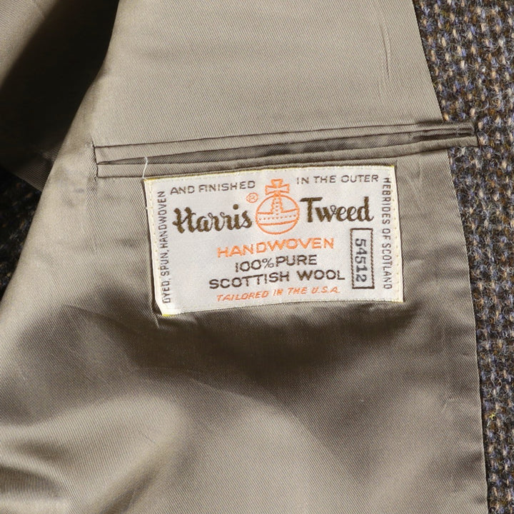 80s-90'S Stafford Harris Tweed wool tailored jacket, made in USA, men's size L wool brown type Vintage Second Hand