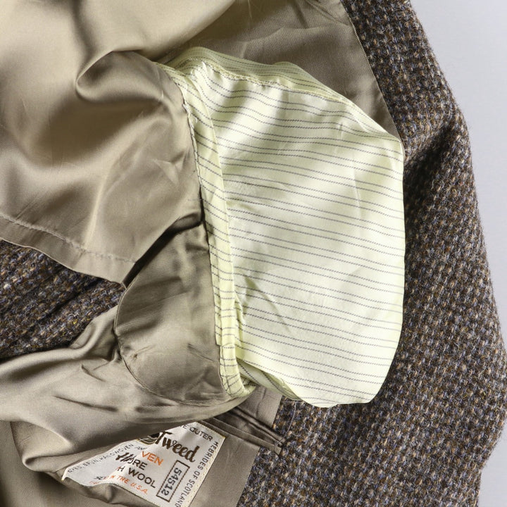 80s-90'S Stafford Harris Tweed wool tailored jacket, made in USA, men's size L wool brown type Vintage Second Hand