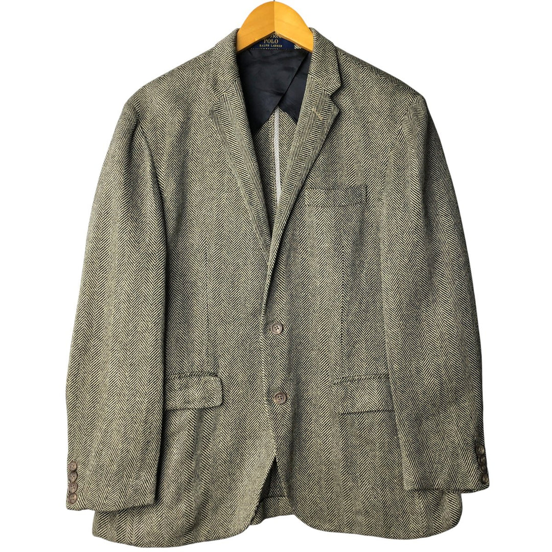 Ralph Lauren POLO RALPH LAUREN Herringbone Silk and Linen Tailored Jacket, Men's Size M linen pale white type Vintage Second Hand