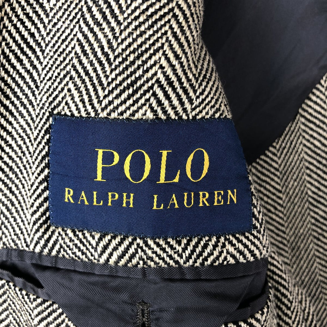 Ralph Lauren POLO RALPH LAUREN Herringbone Silk and Linen Tailored Jacket, Men's Size M linen pale white type Vintage Second Hand