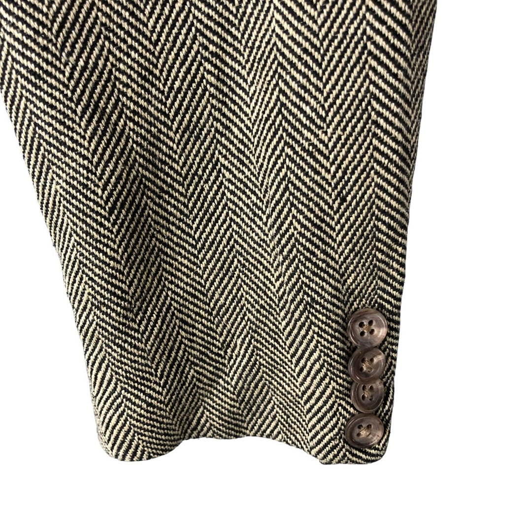 Ralph Lauren POLO RALPH LAUREN Herringbone Silk and Linen Tailored Jacket, Men's Size M linen pale white type Vintage Second Hand