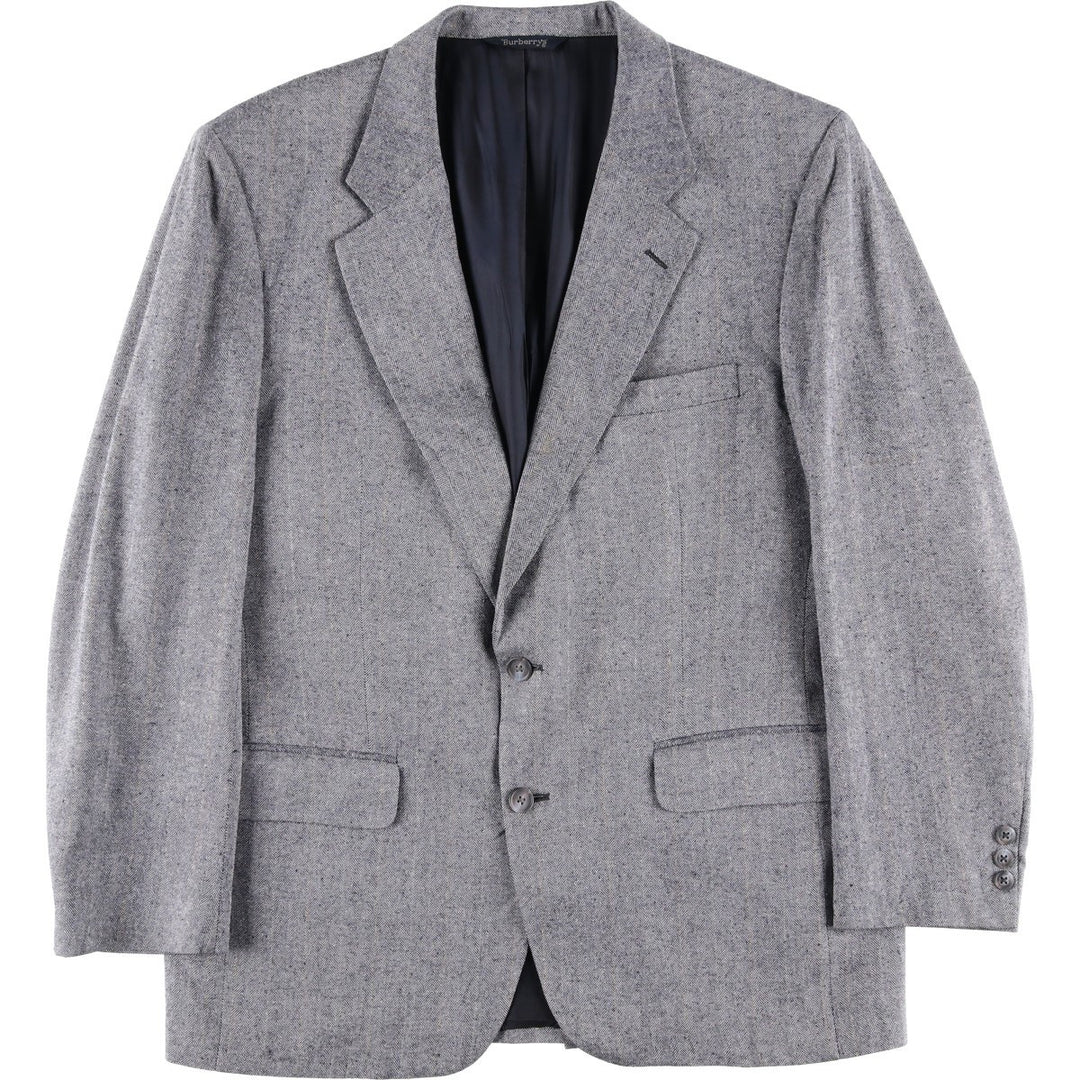 Burberry's Striped Silk Tailored Jacket, Made in USA, Men's Size L silk gray type Vintage Second Hand
