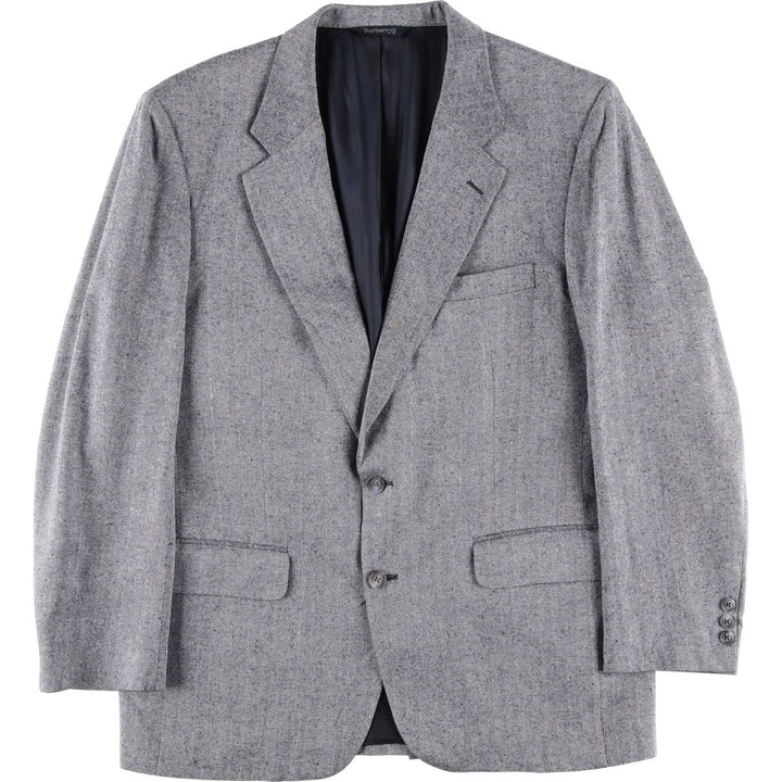 Burberry's Striped Silk Tailored Jacket, Made in USA, Men's Size L silk gray type Vintage Second Hand