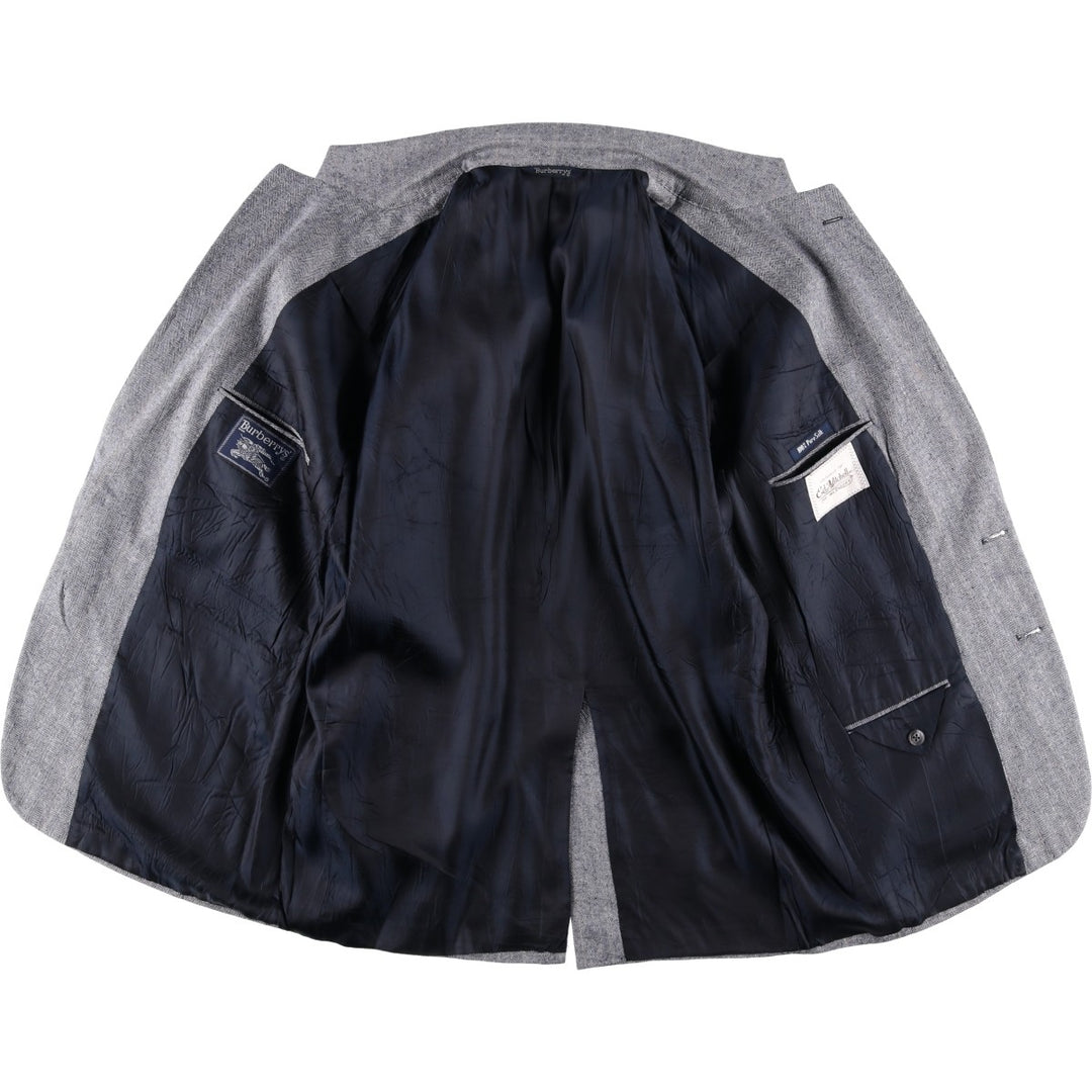 Burberry's Striped Silk Tailored Jacket, Made in USA, Men's Size L silk gray type Vintage Second Hand