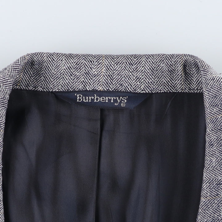 Burberry's Striped Silk Tailored Jacket, Made in USA, Men's Size L silk gray type Vintage Second Hand