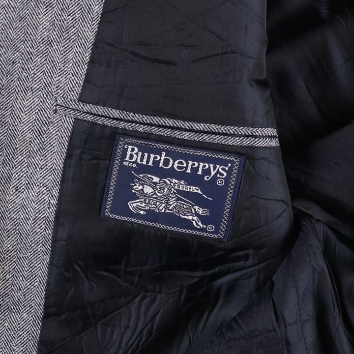 Burberry's Striped Silk Tailored Jacket, Made in USA, Men's Size L silk gray type Vintage Second Hand