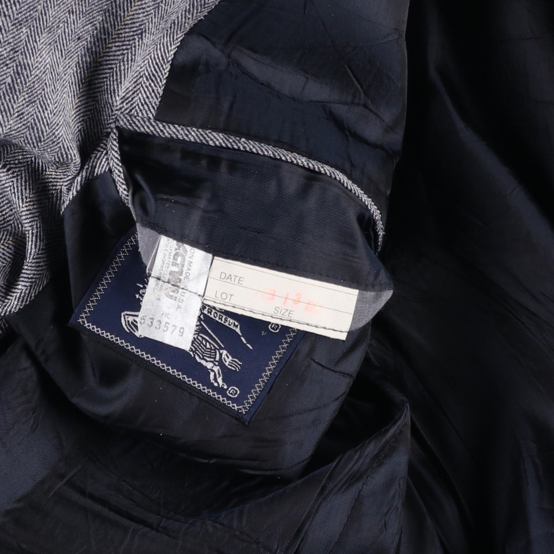 Burberry's Striped Silk Tailored Jacket, Made in USA, Men's Size L silk gray type Vintage Second Hand