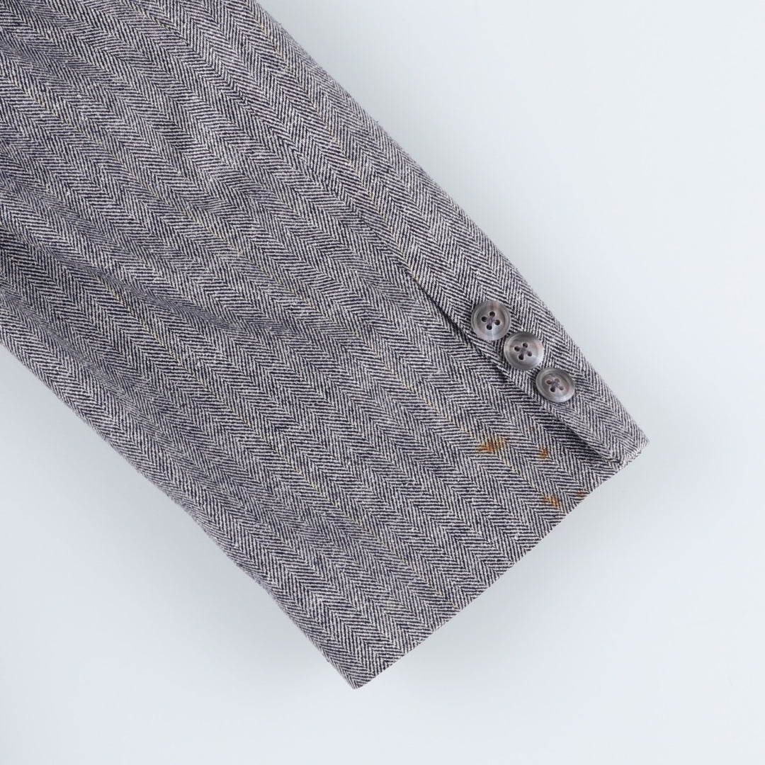 Burberry's Striped Silk Tailored Jacket, Made in USA, Men's Size L silk gray type Vintage Second Hand