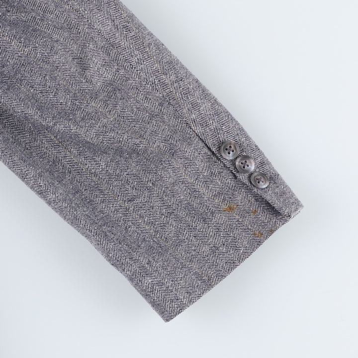 Burberry's Striped Silk Tailored Jacket, Made in USA, Men's Size L silk gray type Vintage Second Hand