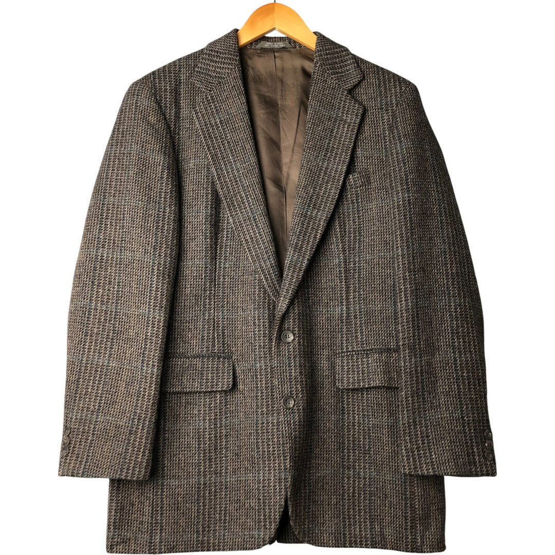 Haggar Imperial Check Pattern Wool Tailored Jacket, Made in USA, Men's Size Medium wool brown type Vintage Second Hand