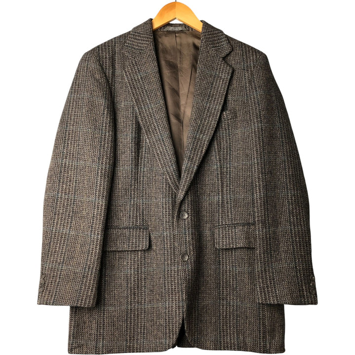 Haggar Imperial Check Pattern Wool Tailored Jacket, Made in USA, Men's Size Medium wool brown type Vintage Second Hand
