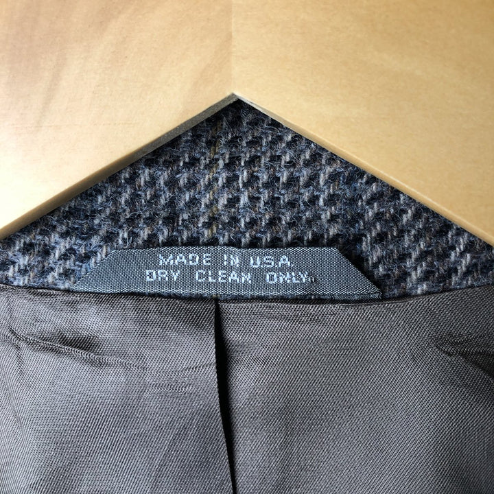 Haggar Imperial Check Pattern Wool Tailored Jacket, Made in USA, Men's Size Medium wool brown type Vintage Second Hand