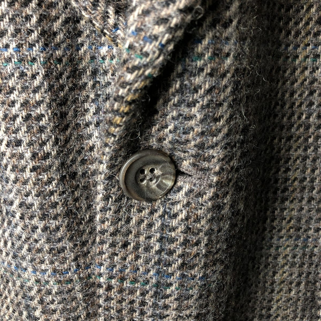 Haggar Imperial Check Pattern Wool Tailored Jacket, Made in USA, Men's Size Medium wool brown type Vintage Second Hand