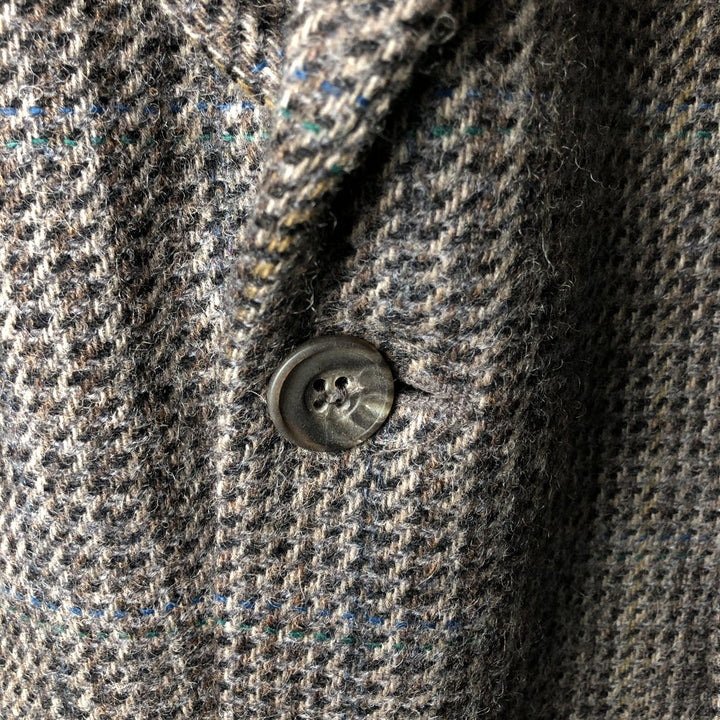 Haggar Imperial Check Pattern Wool Tailored Jacket, Made in USA, Men's Size Medium wool brown type Vintage Second Hand