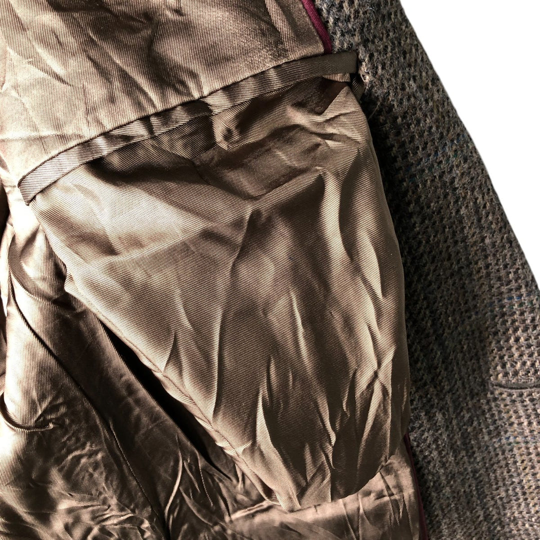 Haggar Imperial Check Pattern Wool Tailored Jacket, Made in USA, Men's Size Medium wool brown type Vintage Second Hand