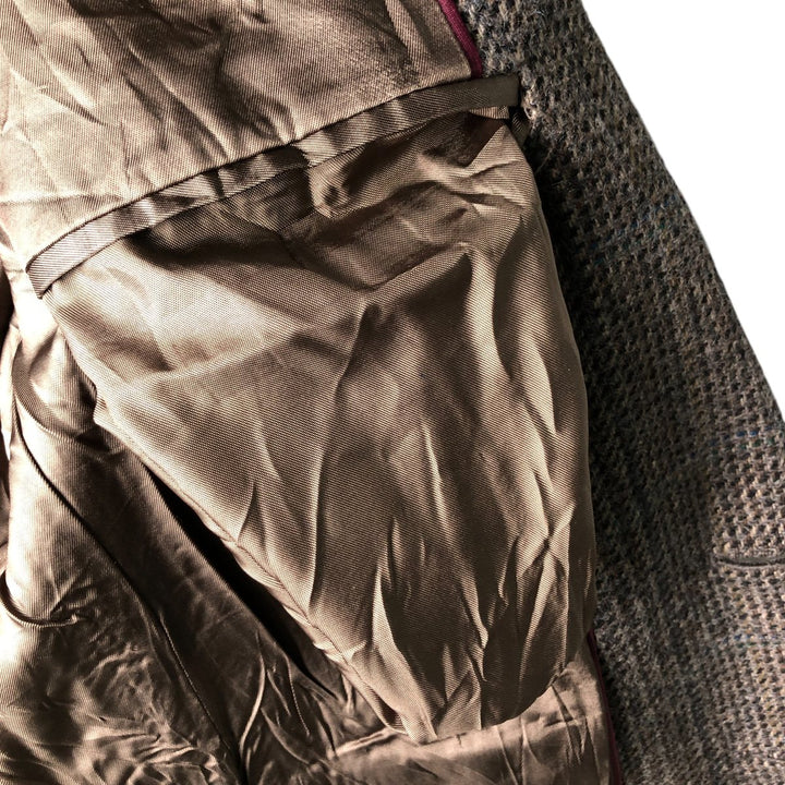 Haggar Imperial Check Pattern Wool Tailored Jacket, Made in USA, Men's Size Medium wool brown type Vintage Second Hand