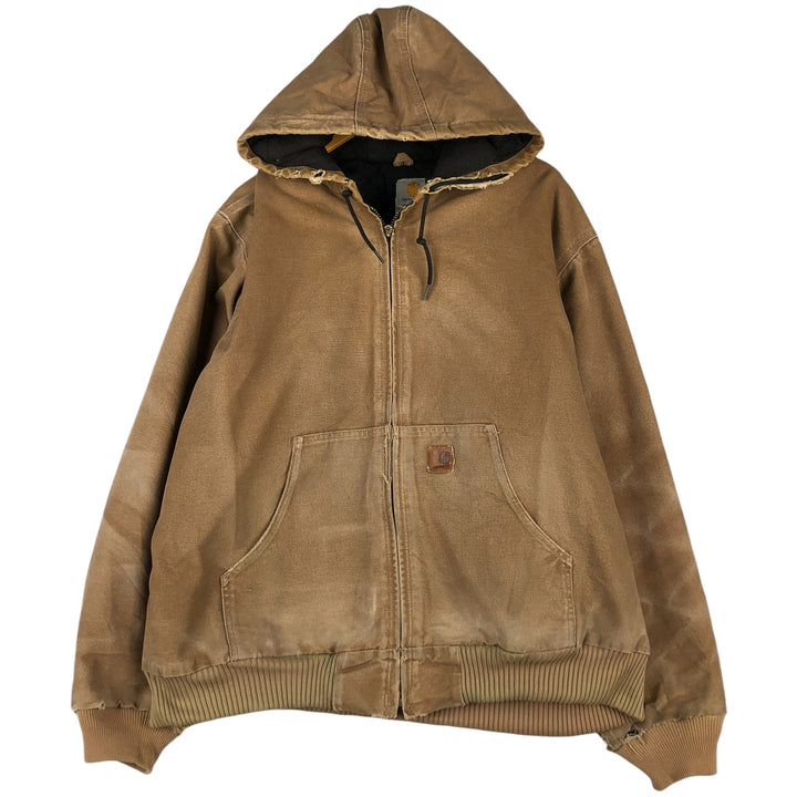 Carhartt Active Jacket, Padded Duck Full-Zip Hoodie, Men's XXL cotton Khaki type brown Vintage Second Hand